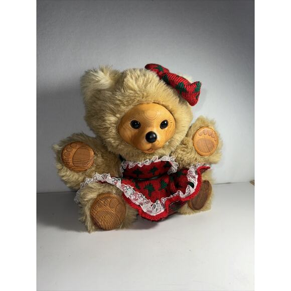 1992 William Tung Wood Face & Paws Biege Plush Teddy Bear Stuffed Animal 10” - Picture 8 of 8